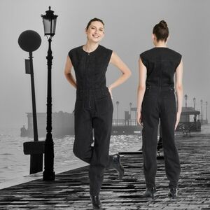 Women's Black Denim Jumpsuit Universal Thread